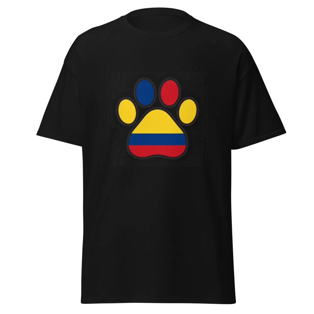 Camiseta clásica negra — diseño Huella Tricolor